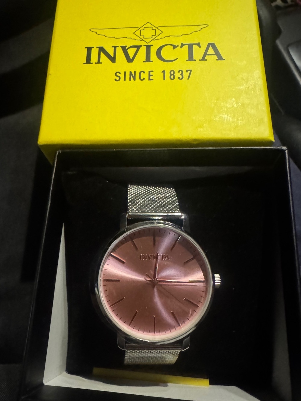 Invicta Womens Silver Mesh Watch with Rose Gold Dial